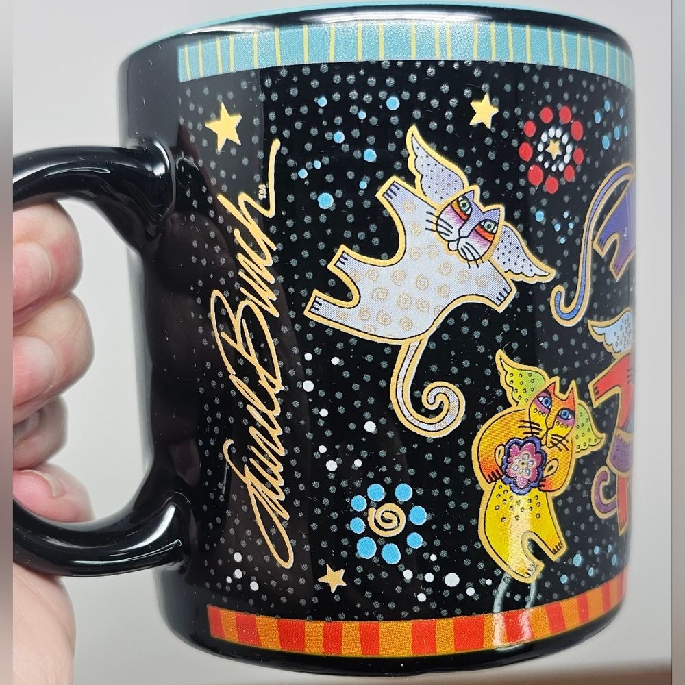 Rare Laurel Burch Wine Things Fabulous Felines Whimsical 2009 Ceramic Mug Cats - Picture 5 of 12